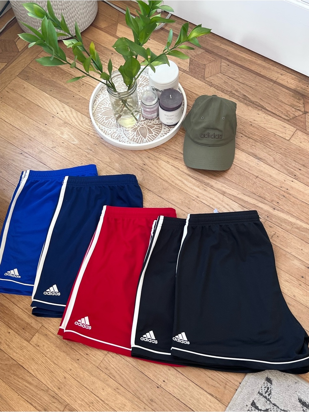 Adidas women Athletic Shorts in Blue, Navy, Red, and Black - 5-Pack